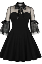Vestido de fiesta corto mini rosa de manga larga con corte A